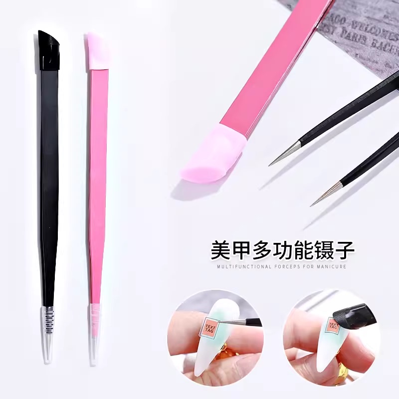 Nail Art Double-Ended Tweezers Japanese-Style Anti-Static Nail Tools Silicone Embossing Stick Multifunctional Rhinestone Picker Sticker Accessories Nail Art Double-Ended Tweezers Japanese-Style Anti-Static Nail Tools Silicone Embossing Stick Multifunctional Rhinestone Picker Sticker Accessories