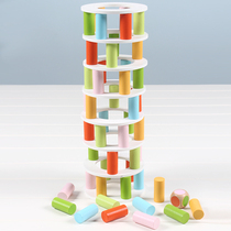 Wooden stacked high pumping block game Pisa parent-child interactive Children balance exercise benefit early education toys