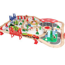 New products Wooden 140 Pieces Track Suit Small Train Children Puzzle Diy Assembly Toy Manufacturer Direct