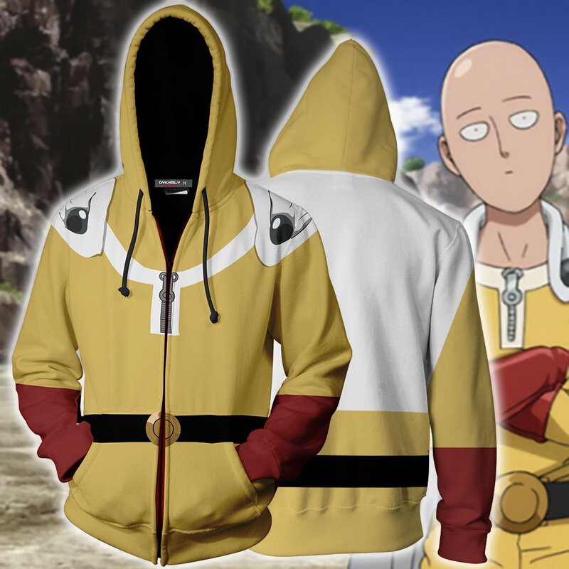 Japanese Anime One Punch Man Saitama 3D Printed Zip-Up Hoodie Jacket Top Clothing Cosplay Japanese Anime One Punch Man Saitama 3D Printed Zip-Up Hoodie Jacket Top Clothing Cosplay