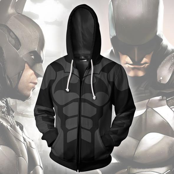 Superhero Batman Cosplay Costume 3D Anime Peripheral Sweatshirt Zipper Cardigan Hooded Jacket