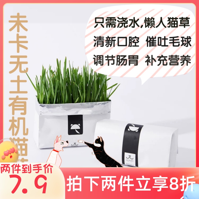 Uncarded cat grass VETRESKA net red lazy cat grass no soil water dehairing hair ball planting set