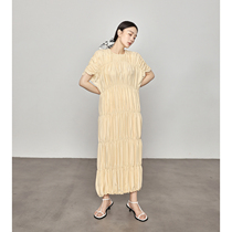 Maryme Summer Casual White Factory Silk manually pinched fold noodle sand and silk beautiful dress woman