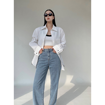 Maryme Natural Cotton Han Han and Flaw High - Spring French Cuff - Closed White Sky Shirt New Lazy Shirt Woman