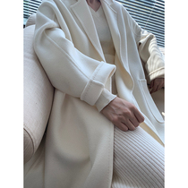 MARYME water corrugated cashmere coat women 2021 new white double-sided wool long knee coat