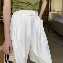 MARYME2021 summer new white high waisted wide leg shorts women loose casual five-point suit