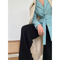 MARYME2021 new spring and autumn stretch rubber waist head high waist minimalist black hanging wide leg pants mopping trousers