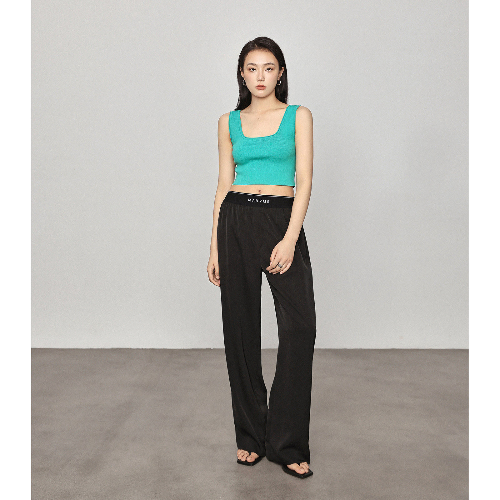 MARYME Summer custom rubber waist slim straight tube micro - cone leg sun - proof pants a word shorts for small black pants