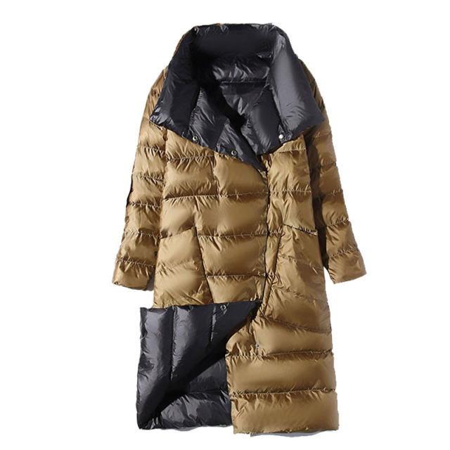 Anti-season clearance 2022 new Korean version double-sided wear light and thin down jacket women's mid-length explosive style