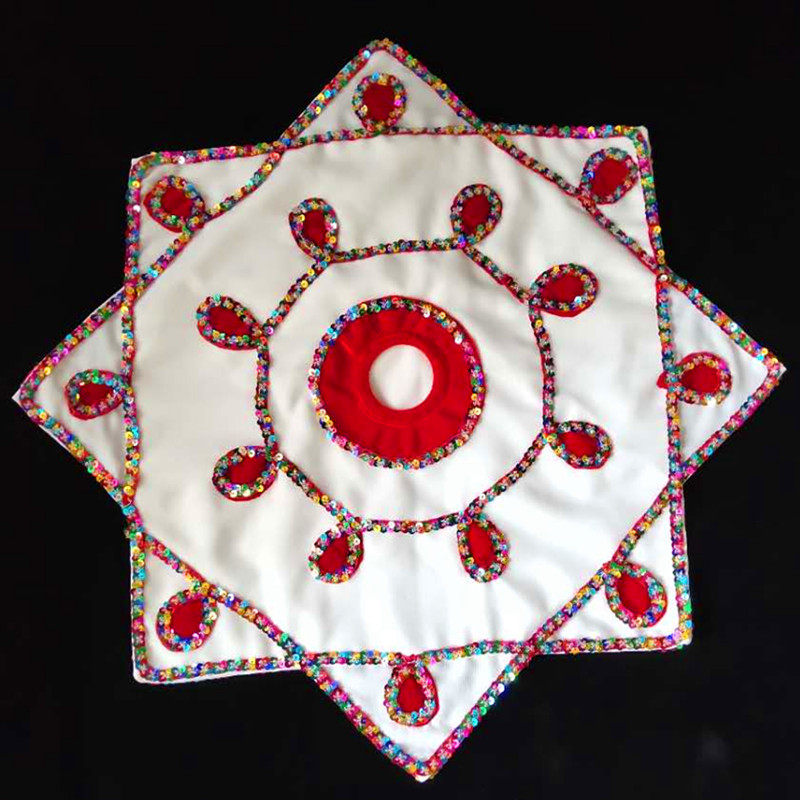 The new model increases the octagonal scarf northeast two-person turn big rice singer silk thick linen square dance performance dance handkerchief