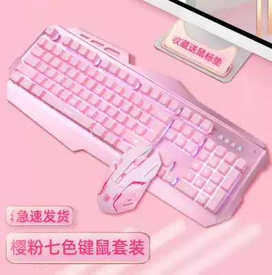 Siders keyboard mouse set headset laptop laptop game eating chicken wired external device girl mechanical feel