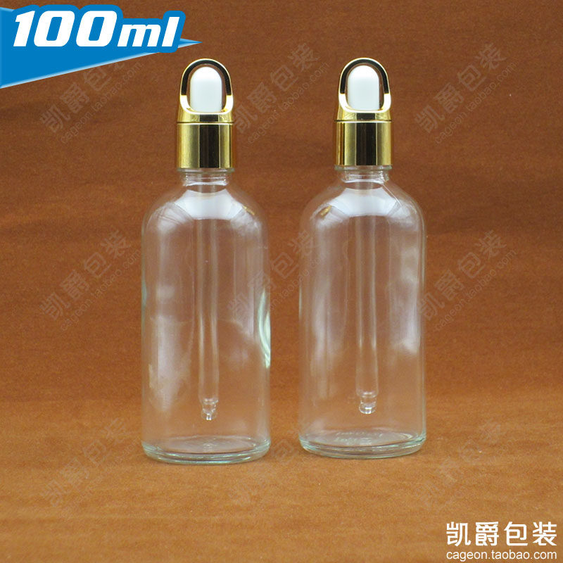White Transparent Glass Essential Oil Bottle 100ml Dropper Flower Basket Cover Fine China Liquid Stock Solution Split Bottle Deploying Empty Bottle