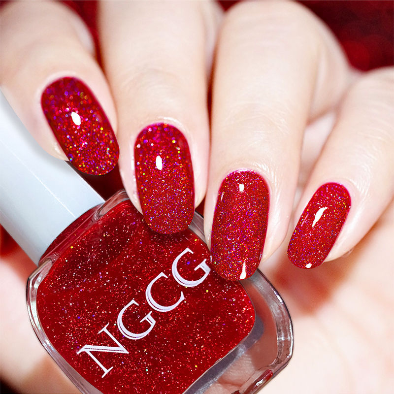 Berry Red Glitter Nail Polish, No-Bake, Quick-Drying, Non-Peelable, Long-Lasting, Waterproof, New Nail Care and Manicure Set