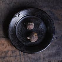Hing tea plate pot fruit plate Ebony hand-made Japanese style WAG natural incomplete lacquer orphan