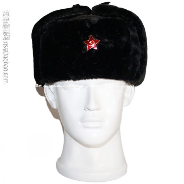 Black cotton hat leather hat Soviet Marine Corps style with sickle hammer Big Red Star hat emblem