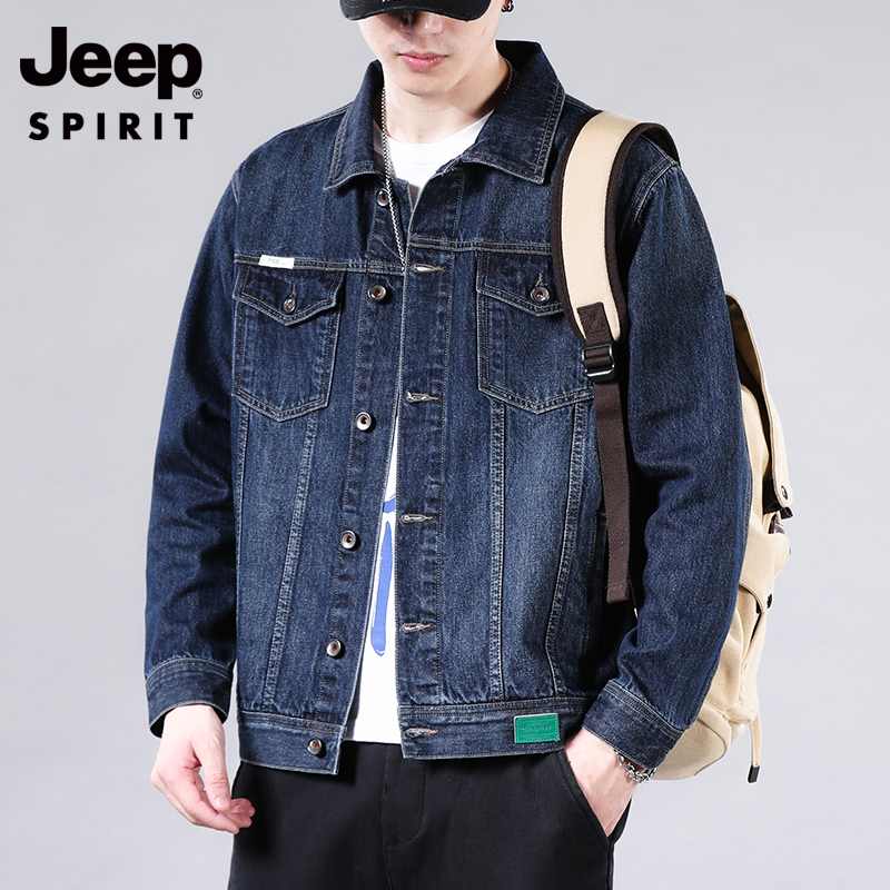 Jeep Denim Jacket Men's Spring American Style Trendy High-End Casual Workwear Jacket Spring and Autumn Men's Denim Clothing