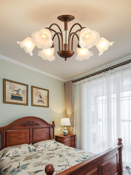 All-Copper Ceiling Light with a High-End, Elegant Vintage Feel for the Living Room, Warm and Cozy American-Style Lighting for the Bedroom, Dining Room, and Other Rooms