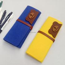 Felt pen curtain simple pencil roll bag cute candy-colored cartoon male and female students pencils to map the pen storage bag