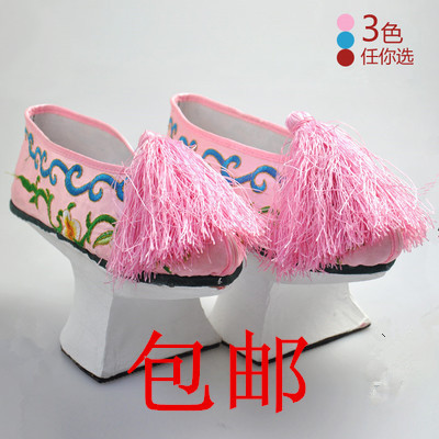 New Product  Ancient Flower Pot Shoes, Zhen Huan's Flower Pot-Soled Shoes, Princess Shoes, Wooden-Soled Flag Shoes