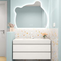 Smart Little Bear Mirror Bath Cabinet Nordic Light Lavish Basin Rock Board Integrated Basin Wash Terrace Toilet Wash Basin Cabinet Composition