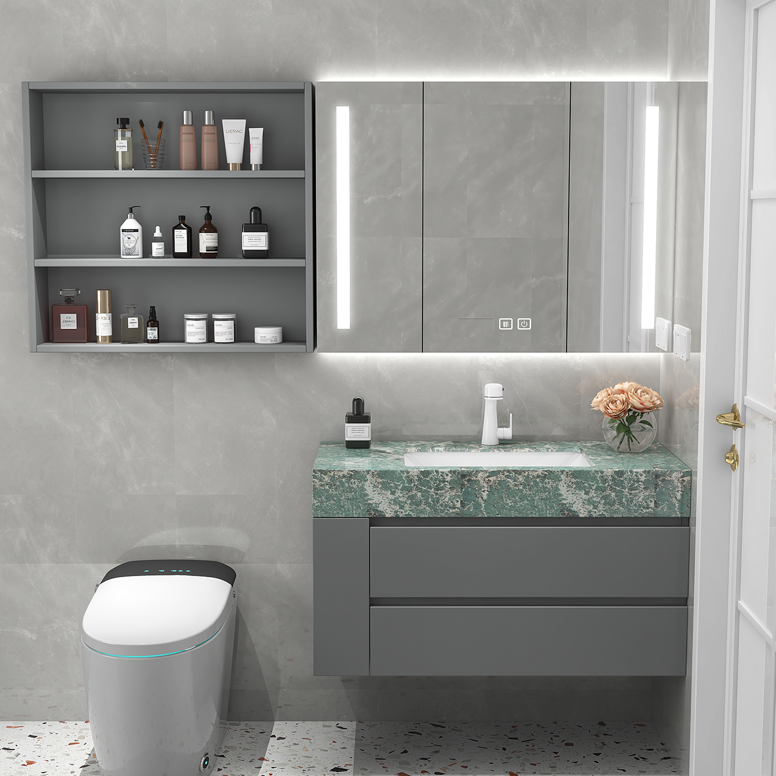 Green Rock Board Bath Room Cabinet Modern Light Lavish Bath Cabinet Washstand Wash Table Hand Wash Table Dressing Room Wash Basin Cabinet Combinations