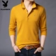 Playboy áo tay dài polo nam từ bi 2018 mùa thu thanh niên nam ve áo cotton áo thun đáy t shirt skull