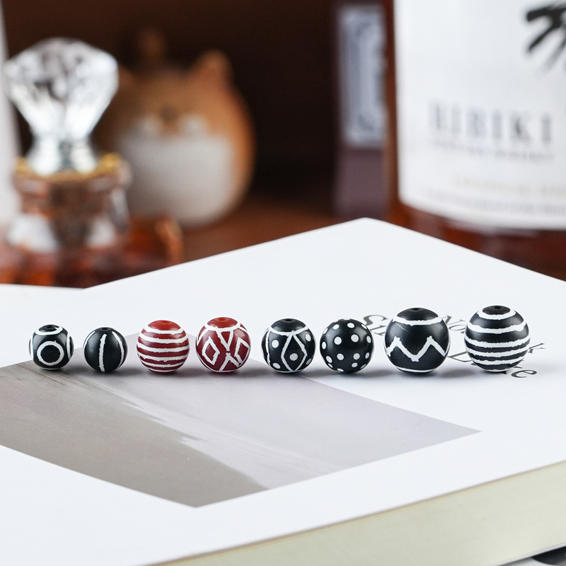 Thai-Style Puy Beads, Agate, Multi-Treasure, Starry Sky Beads, Longevity Beads, Tiger Tooth, Mesopotamia Inlaid Red Chalcedony DIY Accessories