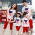 Cha mẹ cho con mặc hè 2018 gia đình thủy triều mới ba áo gia đình ngắn tay nửa hè nửa tay áo mẹ và con gái phù hợp với mẹ và con trai quần áo trẻ em Trang phục dành cho cha mẹ và con