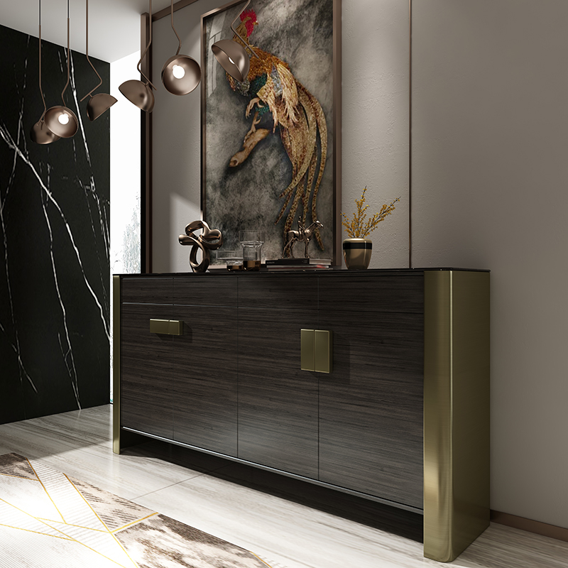 Shoe cabinet light luxury home partition cabinet Italian-style solid wood porch cabinet post-modern hallway decorative cabinet villa minimalist shoe cabinet