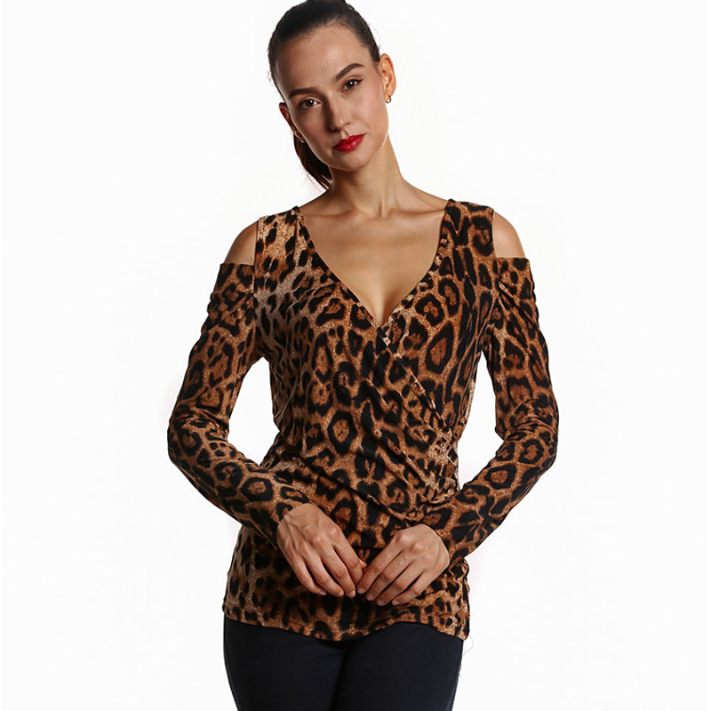 Leopard Print Deep V-Neck Top
