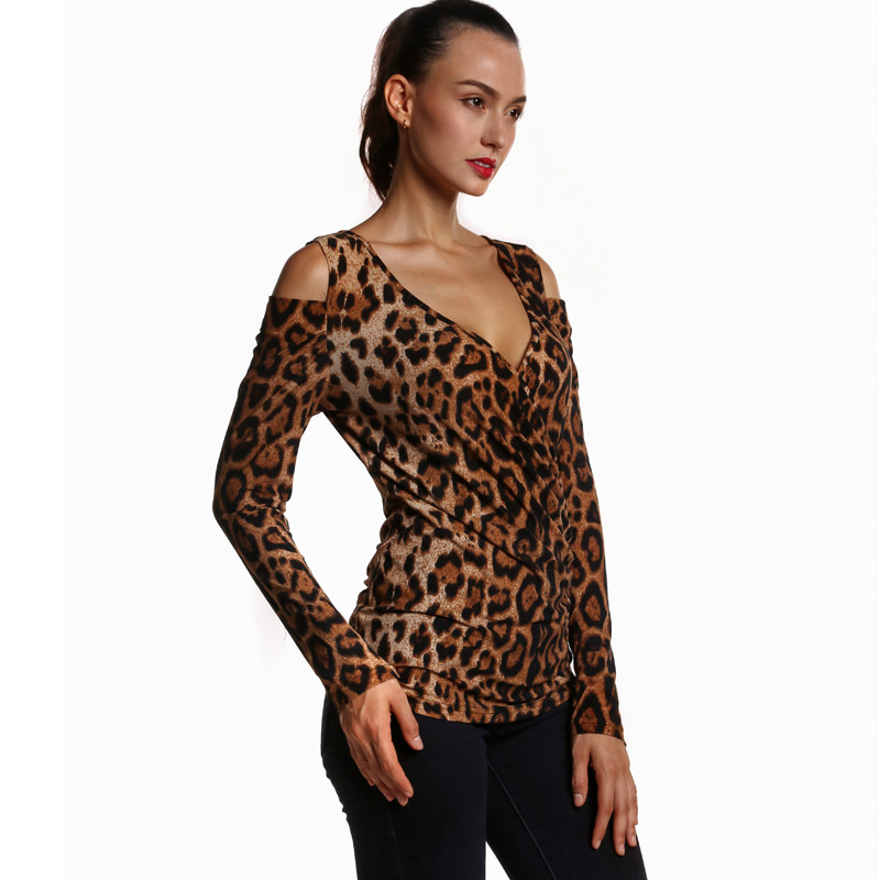 Leopard Print Deep V-Neck Top