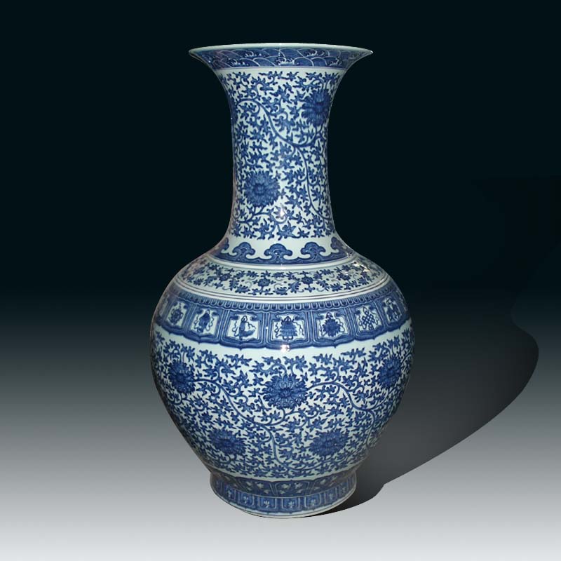 Jingdezhen blue hand - made high 85 cm high around 90 branches is great reward bottle style is great reward