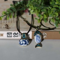 High-end personalized fashion pendants ceramic porcelain pendants blue and white exquisite cultural pendants and decorations