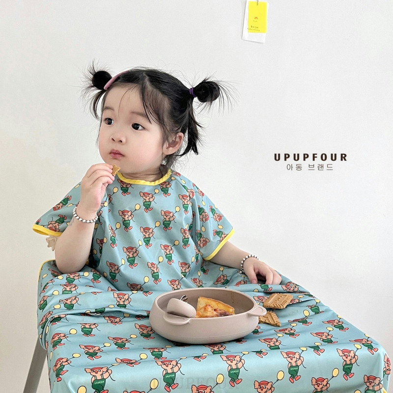 Upupfour Original Korean ins Baby Eating Anti-Mess Apron High Chair Bib with Suction Cup Bowl Holder