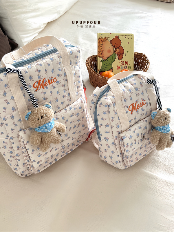 Upupfour "Bree Bear" Korean Designer Original Cartoon Pure Cotton Quilted Mommy Bag Parent-Child Bag