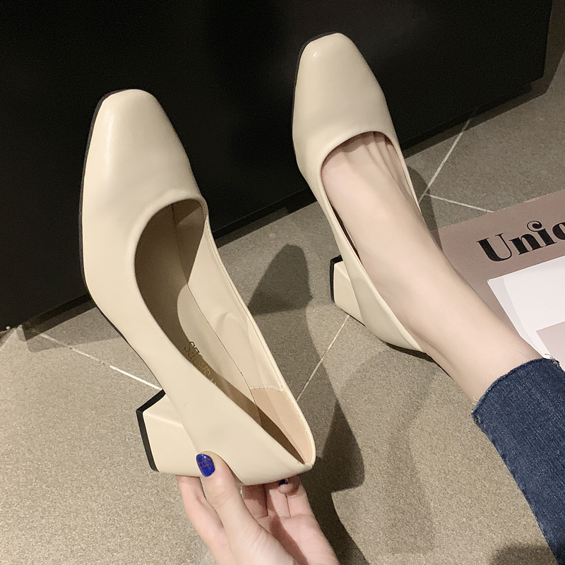 Fall Coarse Heel Single Shoes 2021 Summer Autumn Shoes With Shoes 100 Hitch Women Shoes Ins Chains Han version Leisure Lefu Shoe