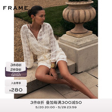 2024 Summer New Frame Women's Beige V-neck Fringe Mid length Waist Wrap Dress French Countryside