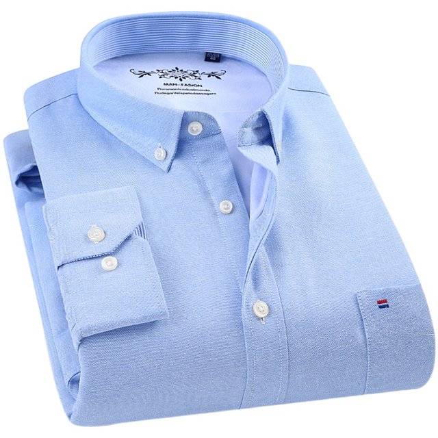 Longmont winter Oxford velvet thickened warm men's long-sleeved shirt Korean version slim men's business casual shirt