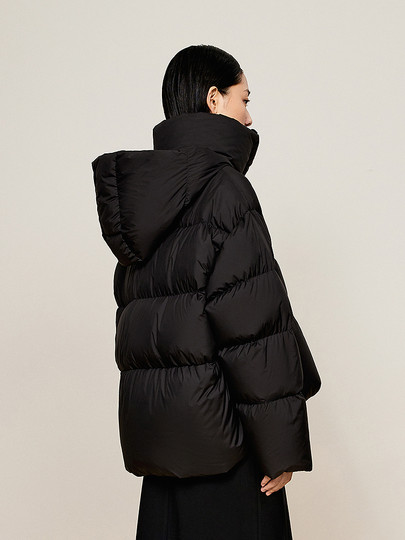 【科鲁达白鹅绒】LESS冬连帽百搭短款面包羽绒服外套女2O0C13630