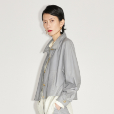 Кожаная куртка less春季外套时尚个性宽松舒适复古立领长袖女式皮衣2mba00610