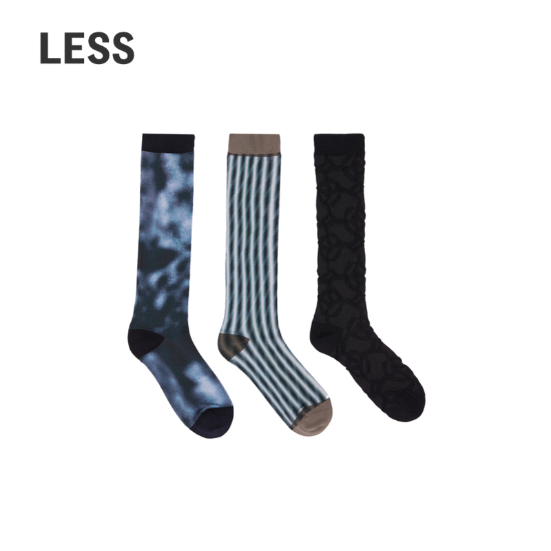 Less Autumn Fine Knit Craft Fashionable Comfortable Socks Women's Casual Simple Gradient Color High Tube Socks 3o8r34410