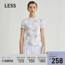 lessT shirt summer skin-friendly womens simple crew neck printed short-sleeved cotton top 292610260