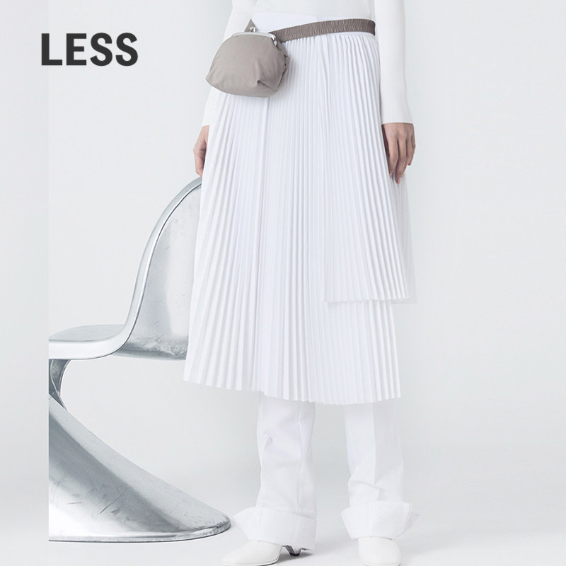 LESS pleated skirt autumn and winter New products asymmetric fan waist skirt women's 2J8400770