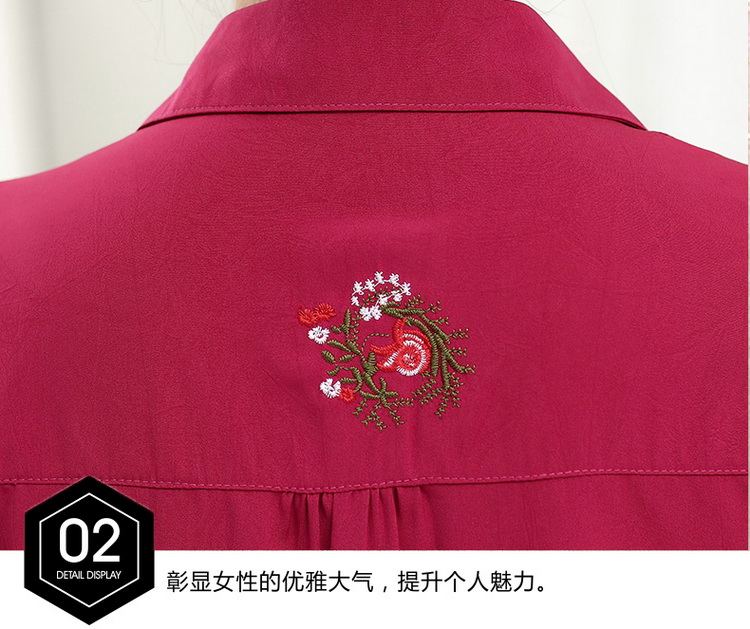 Áo bà mẹ cotton mùa xuân in áo dài tay cho phụ nữ trung niên mùa xuân và mùa thu áo sơ mi nữ trung niên có cổ áo mỏng - Áo sơ mi dài tay Kiểu áo sơ mi nữ tay lỡ