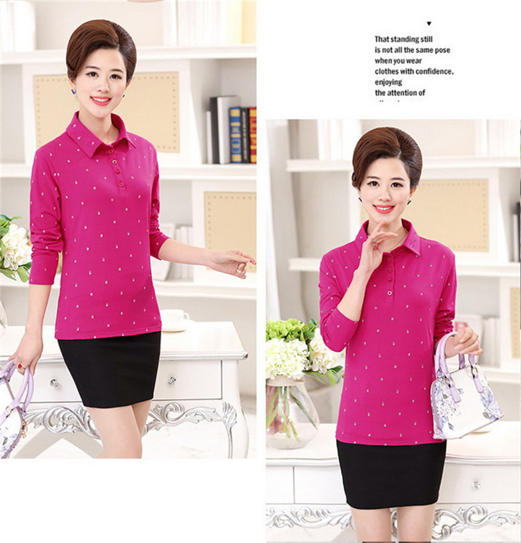 Áo thun nữ tay dài trung tính và mập mạp cộng với áo thun cotton cho bé gái mùa thu với áo sơ mi cotton hàng đầu áo vest nữ trung niên