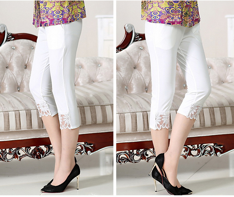 Cắt quần nữ mùa hè phần mỏng phụ nữ trung niên xà cạp trung niên nữ quần quần mẹ 7 điểm ống túm quần ống suông cho tuổi trung niên