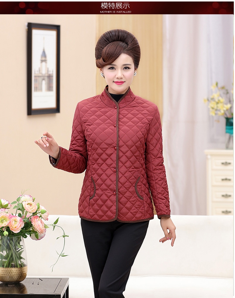 Áo lót mùa thu và mùa đông cho người già mùa đông Áo khoác cotton cho nữ trung niên trở xuống đệm bông trung niên mùa đông ấm áp áo khoác cotton nhỏ đồ bộ mặc nhà cho người trung niên