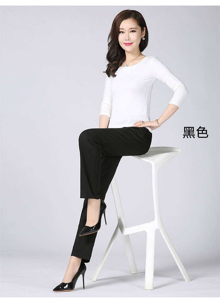 Quần nữ trung niên quần âu mùa thu đông cao eo thẳng quần mẹ quần cotton cộng với quần nhung nữ trung niên size lớn quần đũi nữ