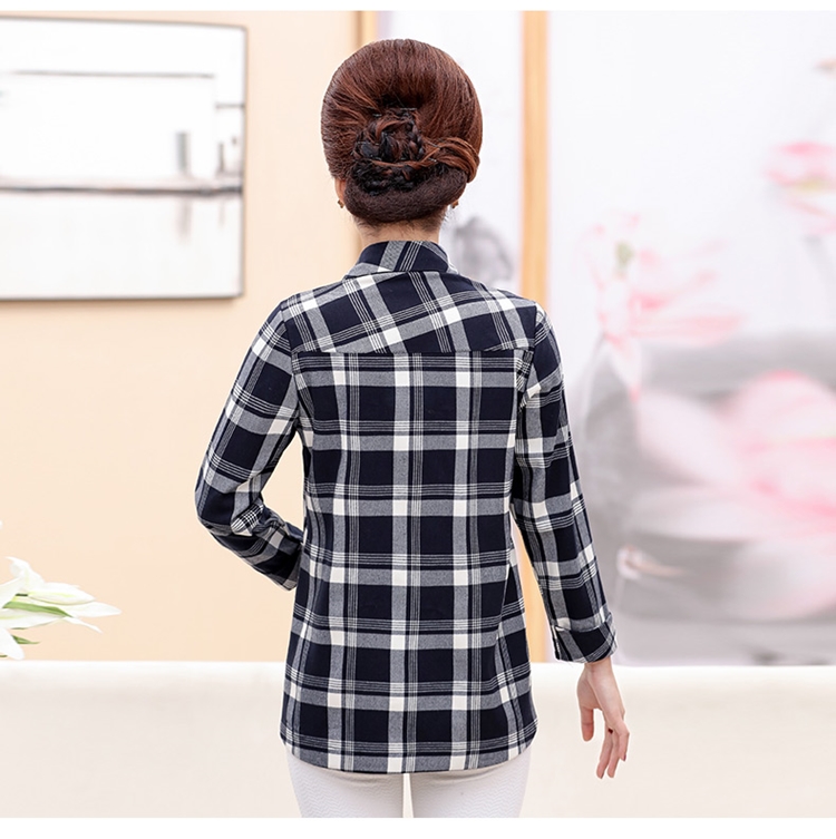 Áo sơ mi nữ trung niên cotton mùa xuân kẻ sọc dài tay áo sơ mi nữ trung niên cotton áo sơ mi bà tải các kiểu áo sơ mi đẹp