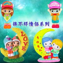 Cant Fall bad plaster painted white billet doll couple piggy bank mold doll DIY color